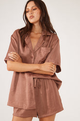 Brown Rico Shirt with Short Sleeves